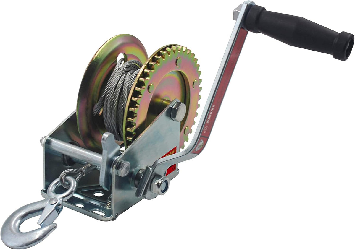 1600lbs Hand Winch with Steel Cable, Two Way Ratchet Crank Winch, Pack of 2 E490689