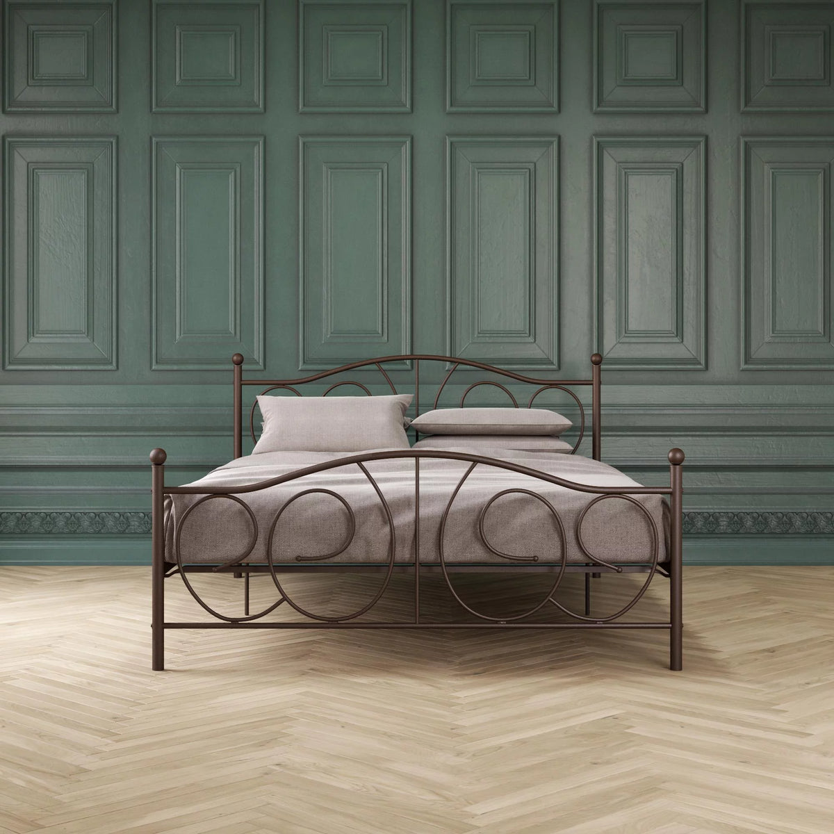 Queen Bronze Metal Platform Bed Y2873