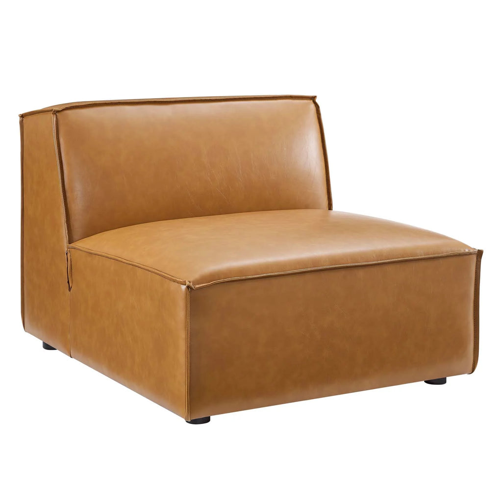 5-Piece Vegan Leather Sectional Sofa in Tan F9629
