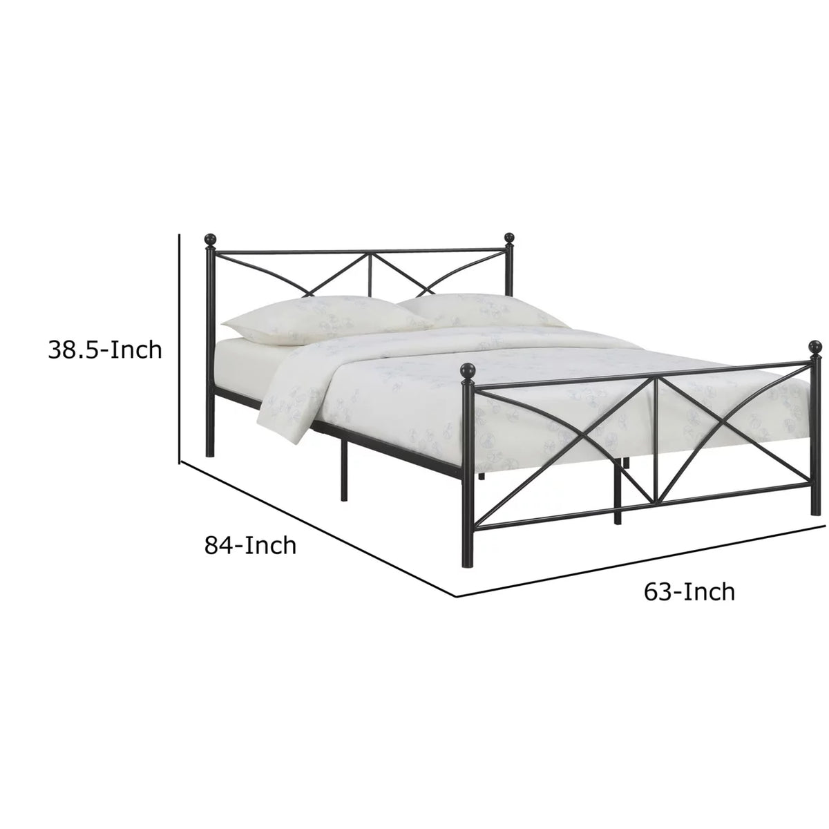 Queen Size Black Metal Bed W827