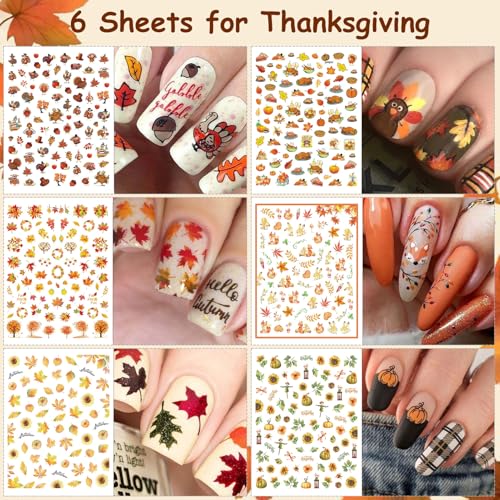 7 Holiday Nail Art Stickers, Mixed Season Nail Decals Set A85904