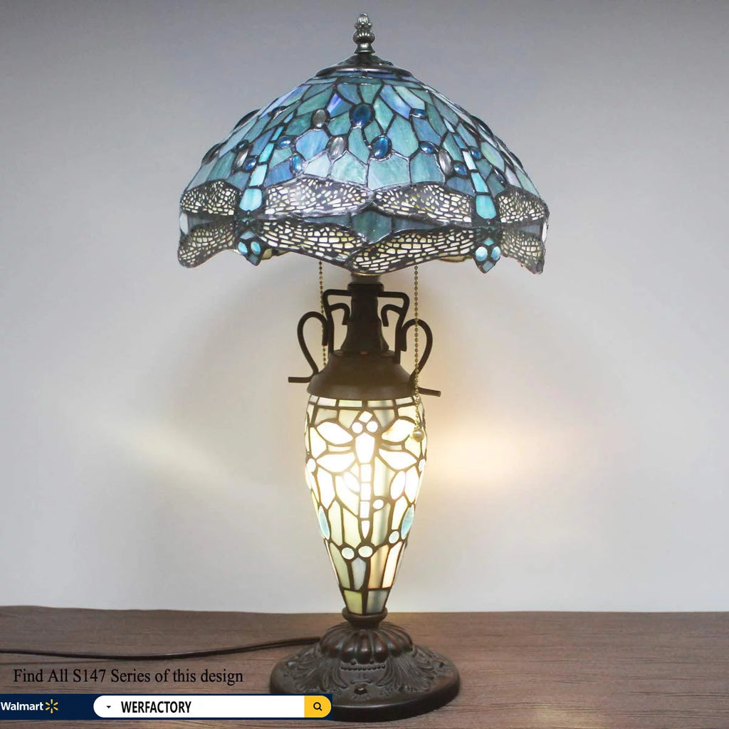 Sea Blue Stained Glass Table Lamp N859