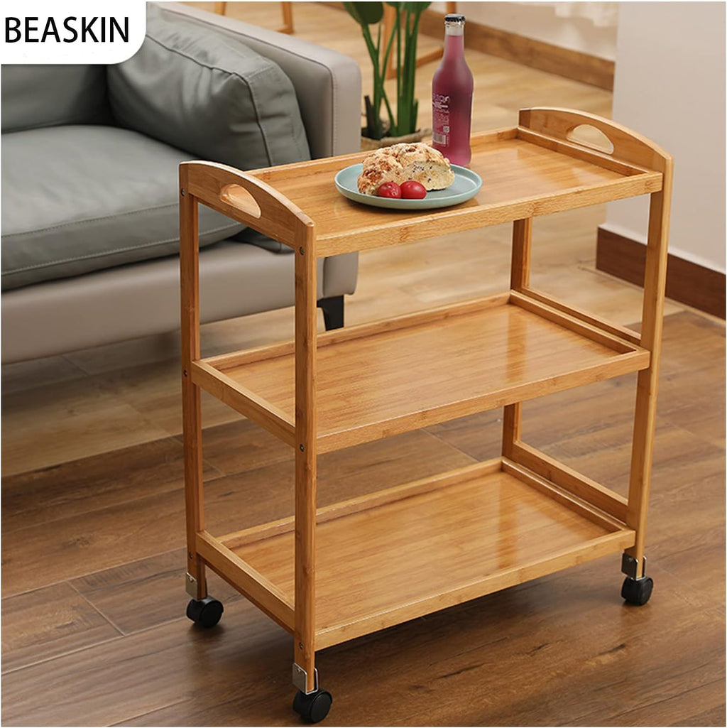 Side Table with Three-Tier Storage and Four Wheels Z9335