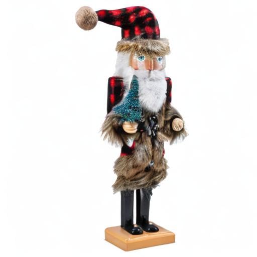 Red and Black Wooden Nutcracker Santa Claus 15" G853