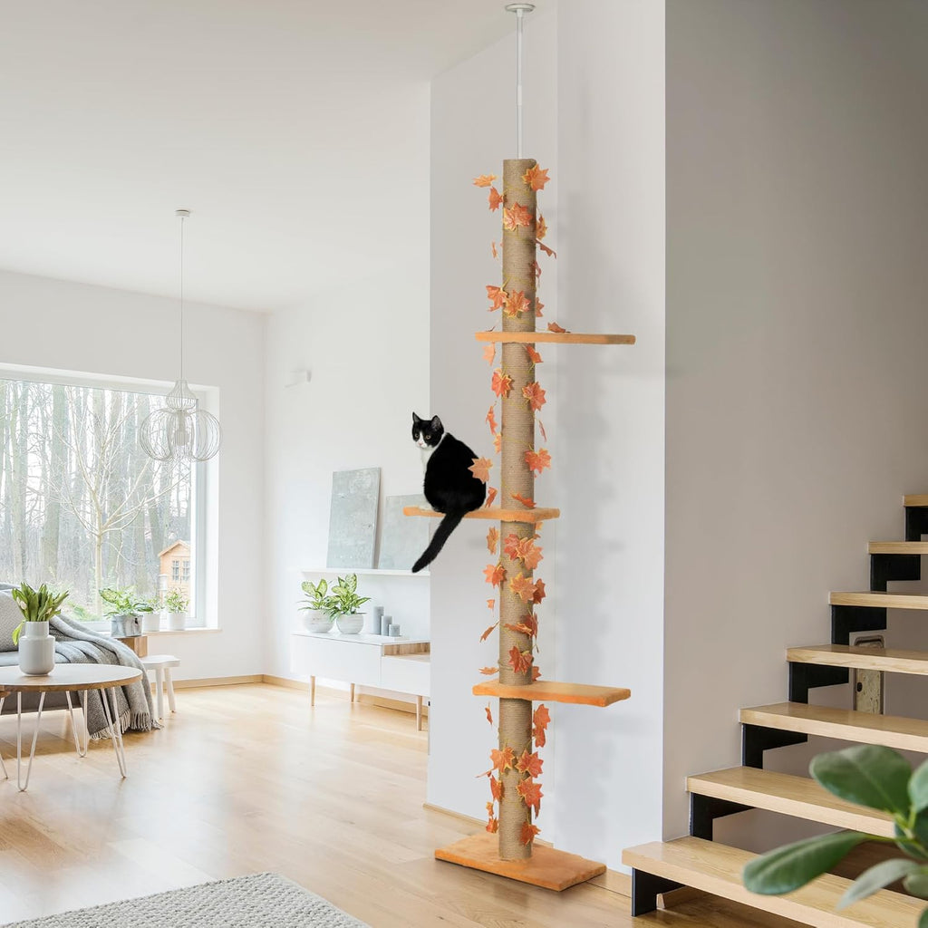 80" - 95" Adjustable 3-Level Cat Tree with Sisal Scratching Post C564