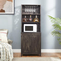 Charcoal Gray Coffee Bar Cabinet with Microwave Stand P872058