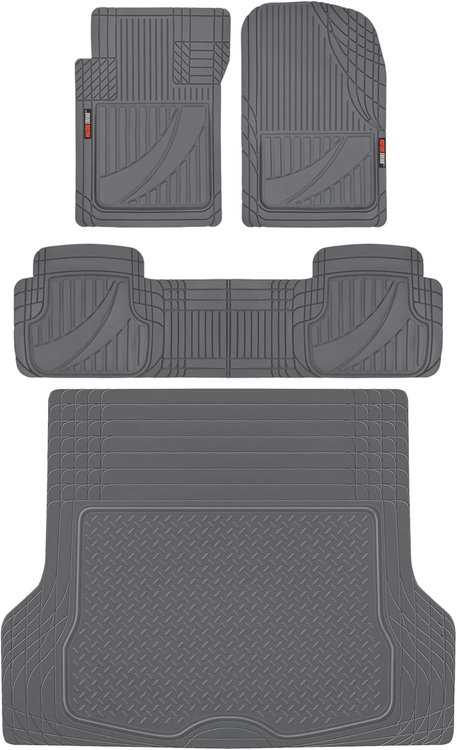 Rubber Car Floor Mats with Trunk Mat Cargo Liner, Front & Rear Combo Set N73490