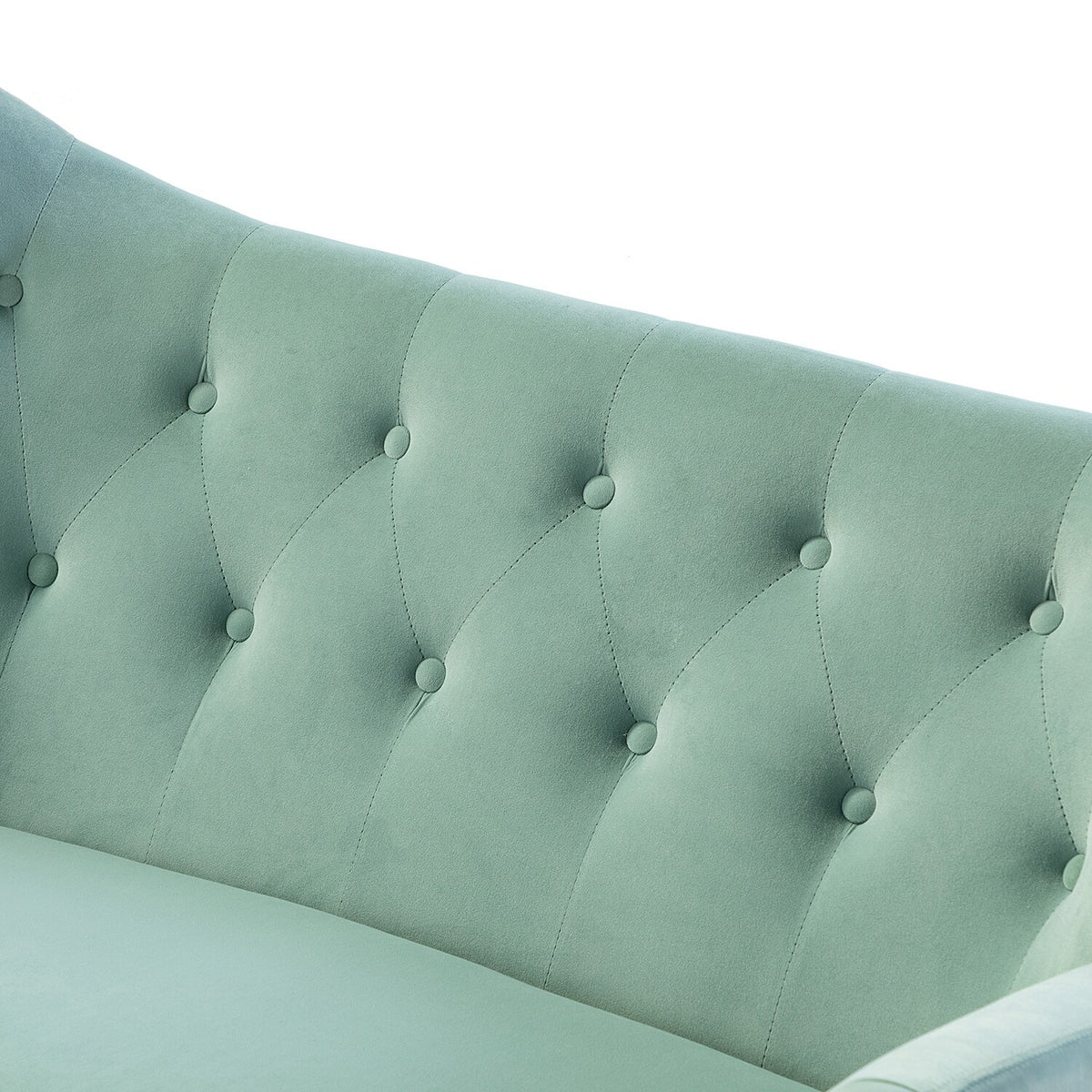 Tufted Wingback Loveseat Sofa with Metal Legs Sage B7324