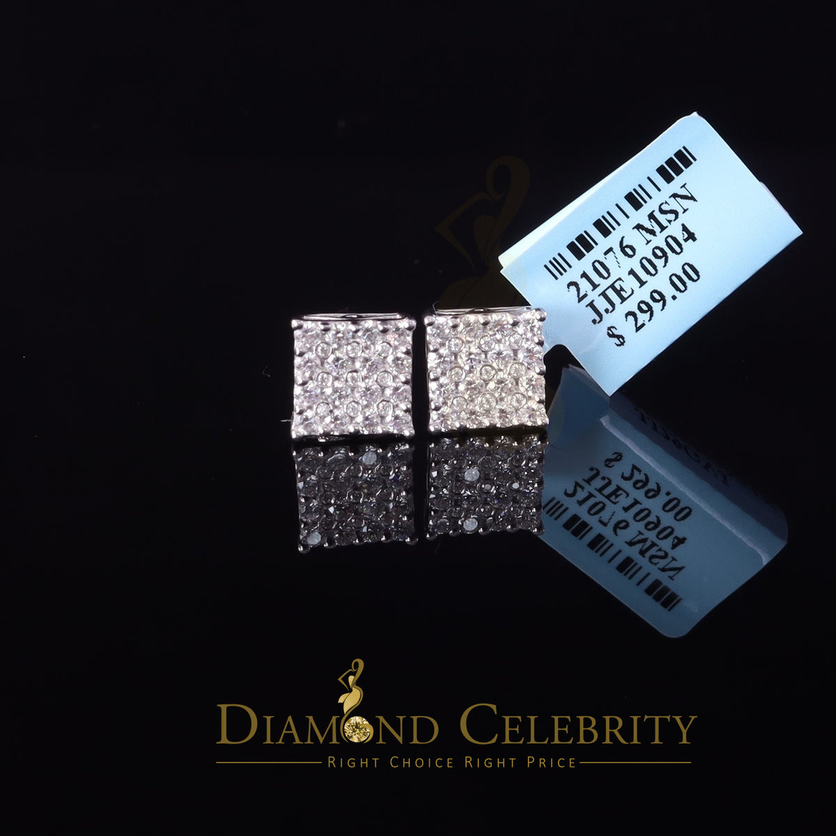 925 Silver White Moissanite Square Stud Earrings X203048