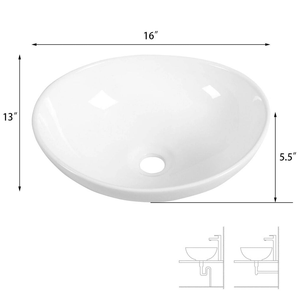 Oval Ceramic Vessel Sink with Pop Up Drain T67458