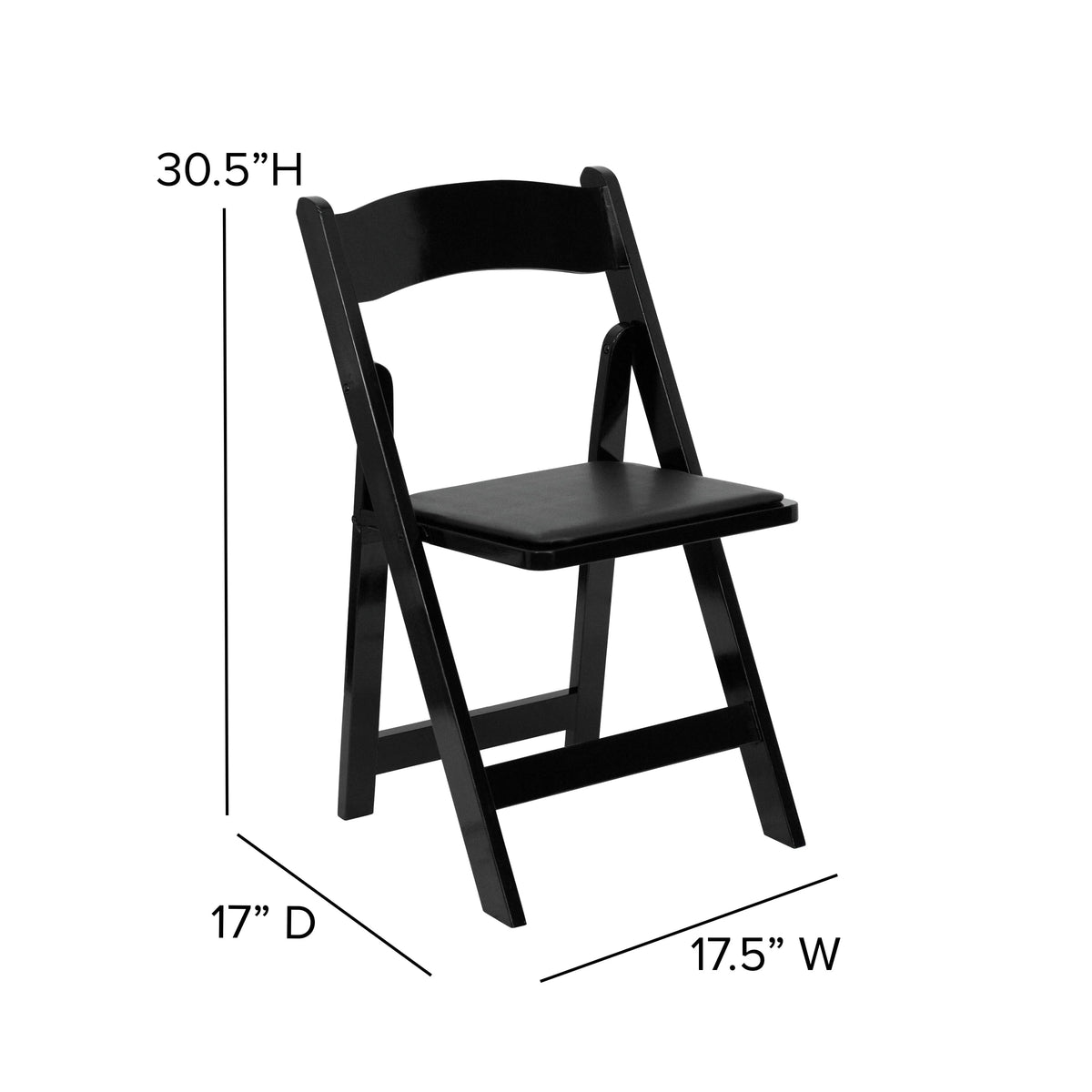 2 Pack Black Wood Folding Chair with Vinyl Padded Seat W900