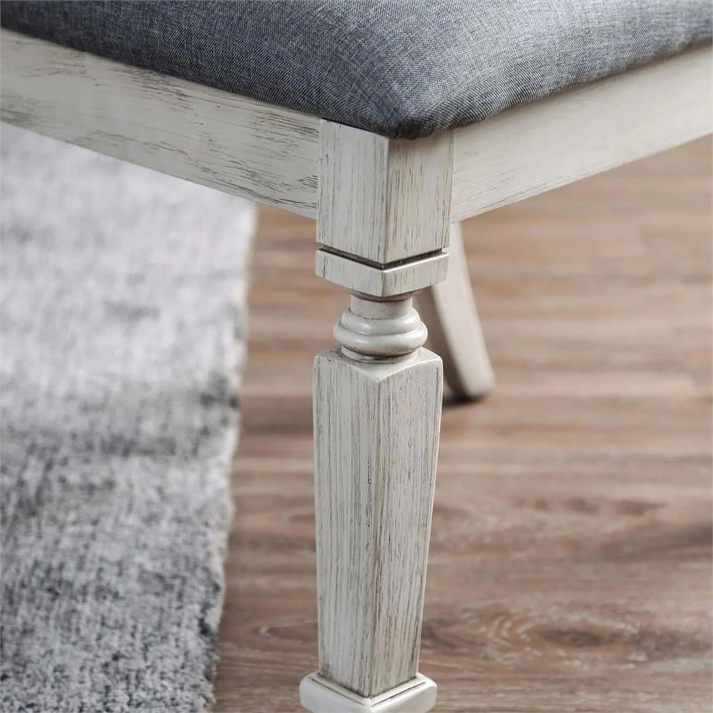 Antique White Wood Dining Bench B68860