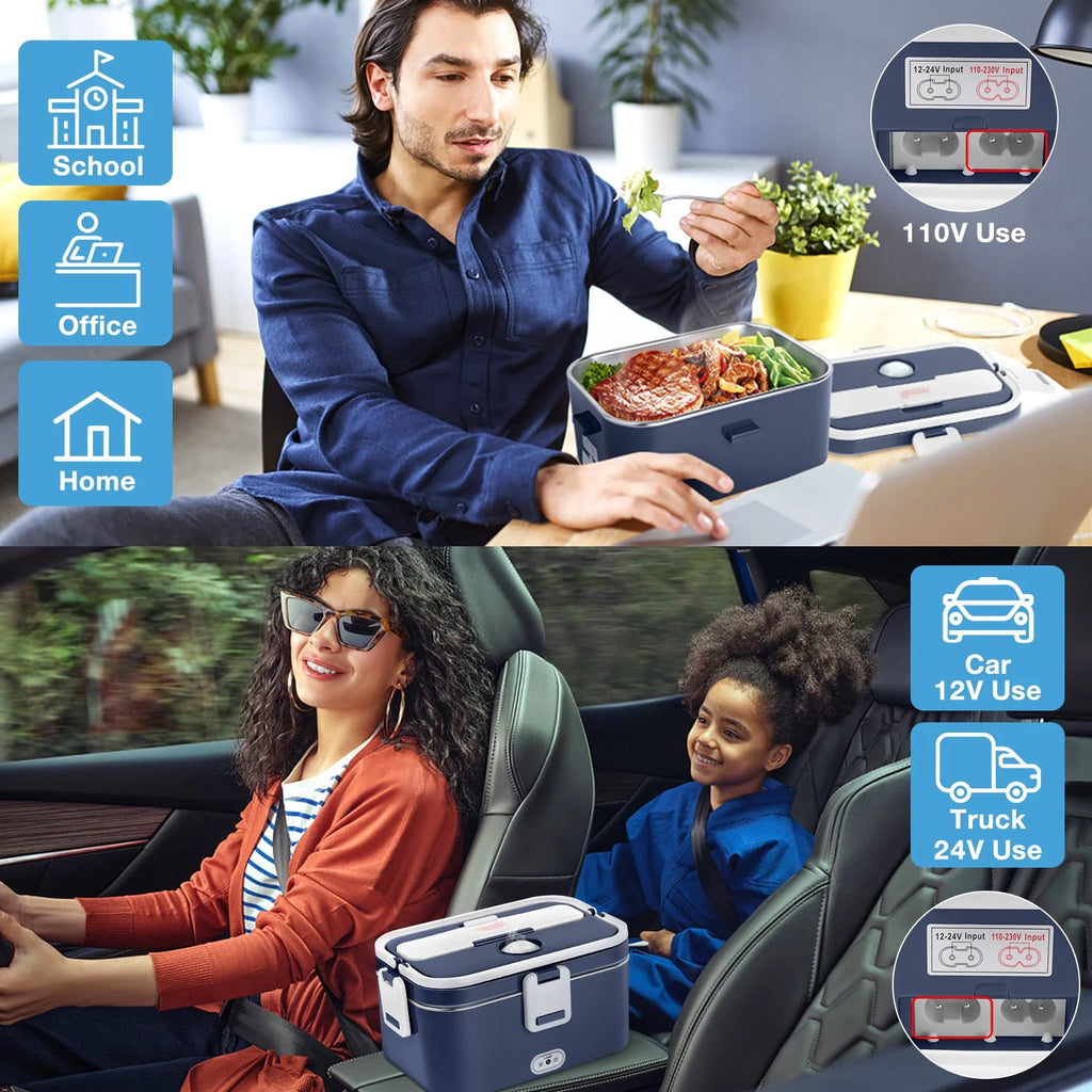 Electric Lunch Box Food Heater 60W 1.8L Stainless Steel Container K298