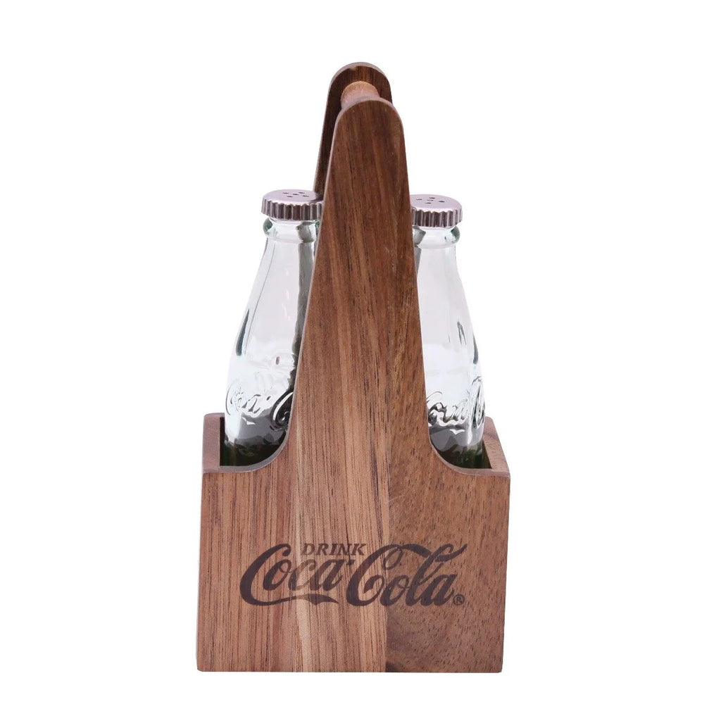 1oz Salt & Pepper Shakers Green Tinted Glass with Wooden Crate N2763