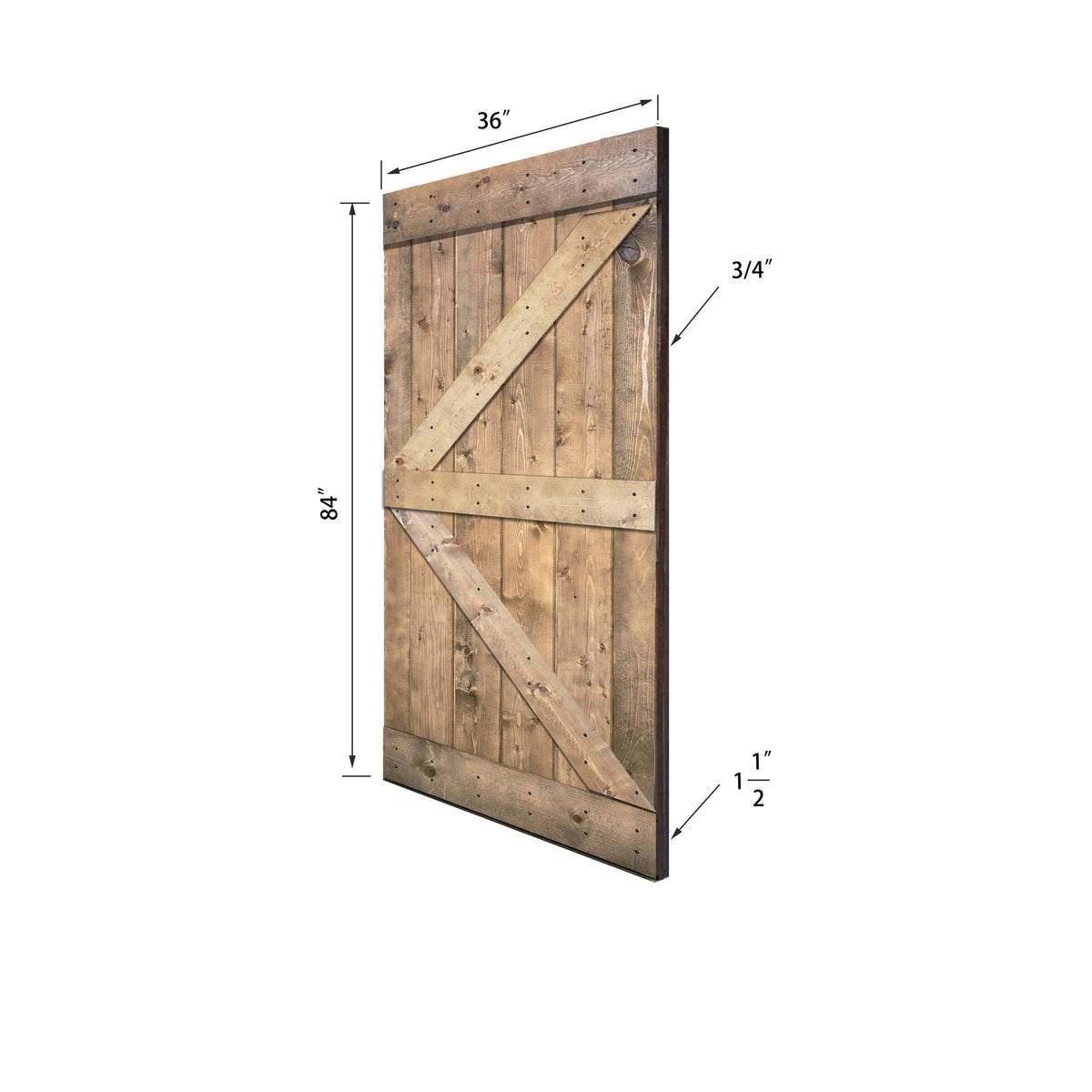 Paneled Wood Barn Door with Installation Hardware Kit D666596