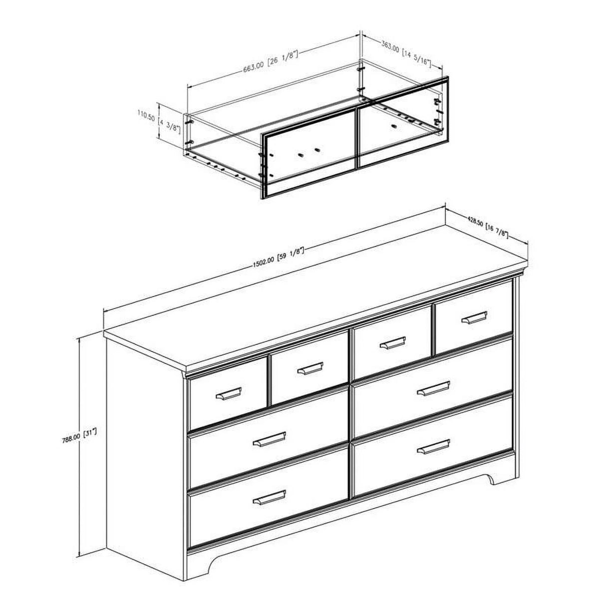 3 Piece Bedroom Set with Dresser and 2 Nightstands in Weathered Oak E2143