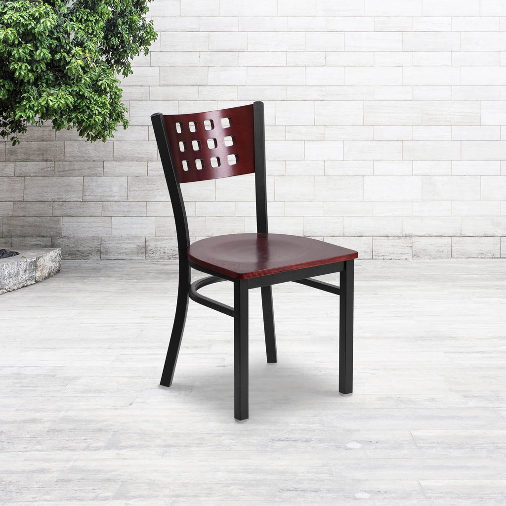 Black Cutout Back Metal Dining Chair O541
