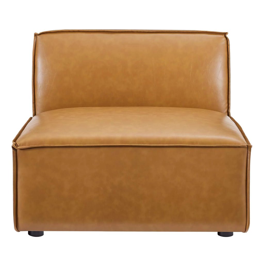 5-Piece Vegan Leather Sectional Sofa in Tan F9629