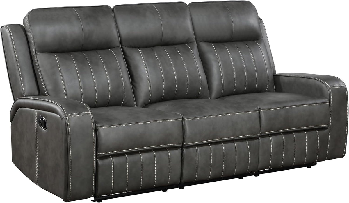 3-Piece Upholstered Motion Reclining Sofa Set Grey M2756