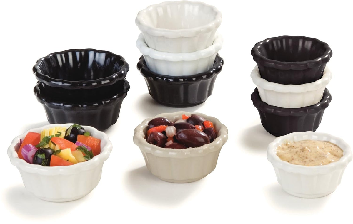 Black Melamine Scalloped Ramekin, 2 oz, Pack of 48 E658615