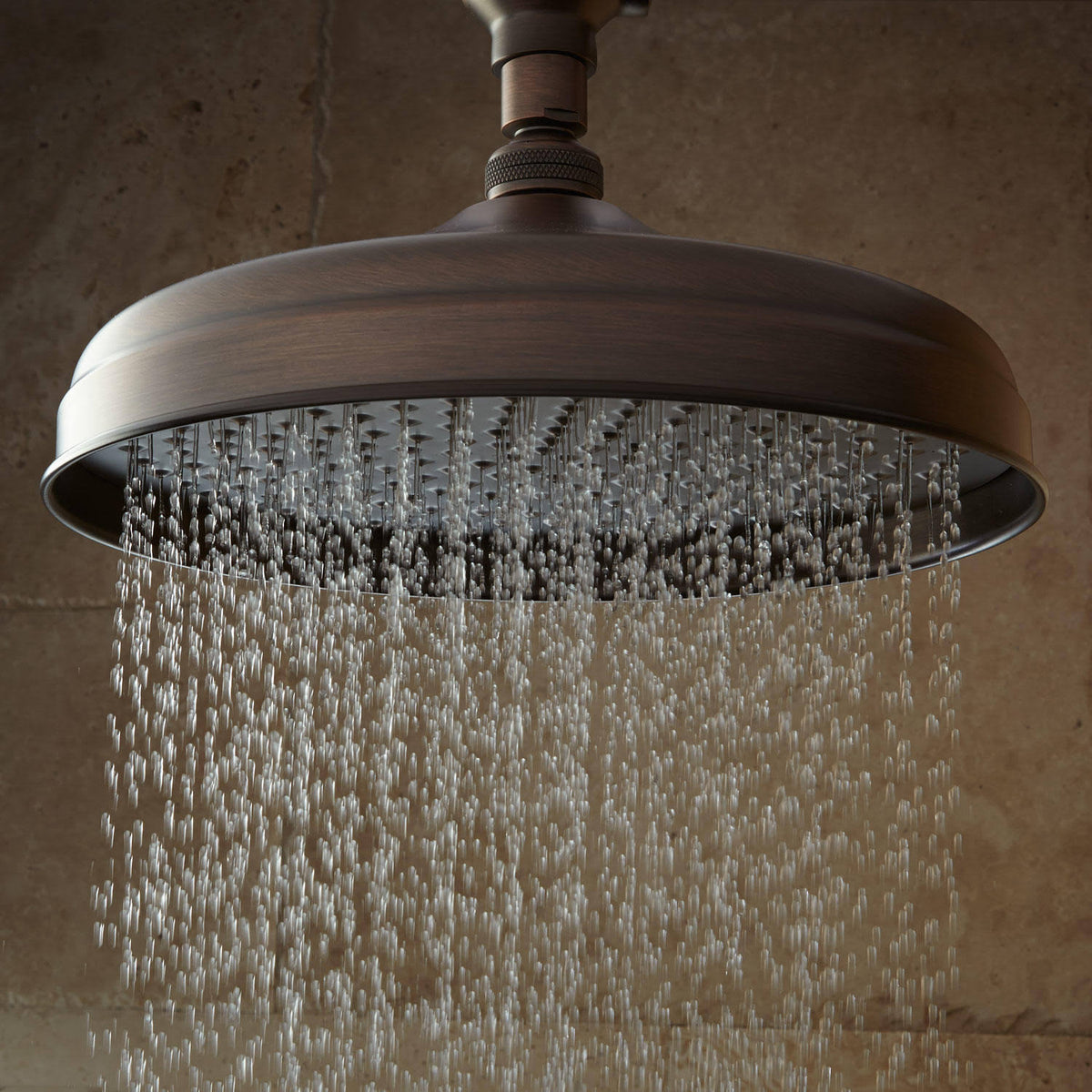 Chrome Rainfall Shower Head with Ornate Arm V387