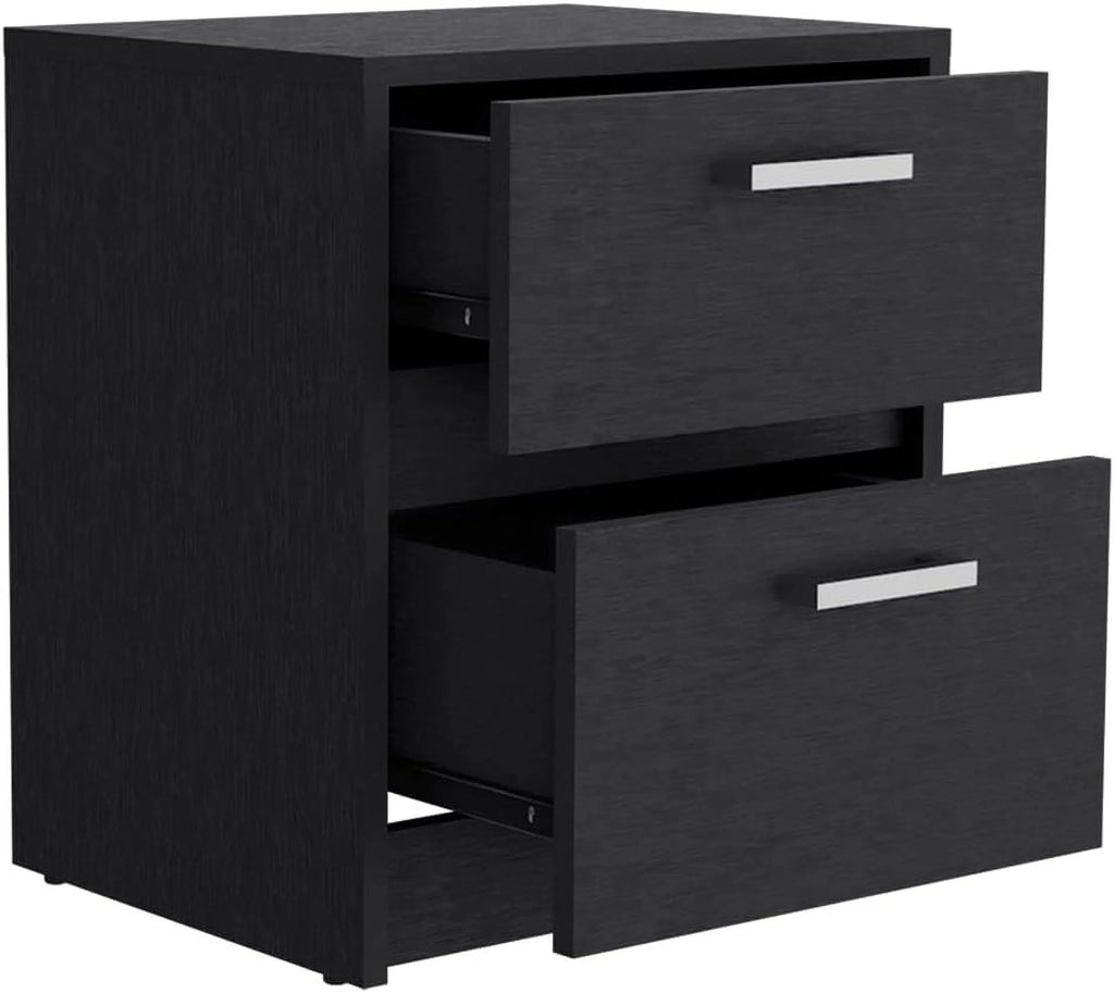 Black Two Drawers Nightstand W383061