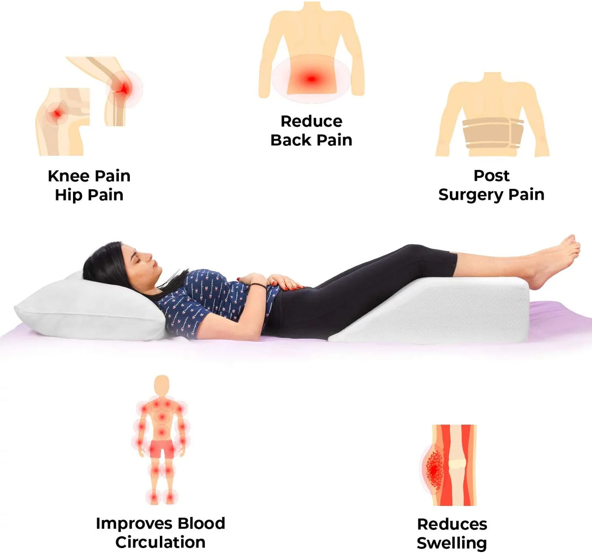 Memory Foam Leg Elevation Pillow with Washable Cover A5787