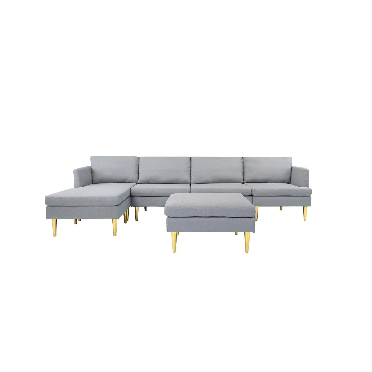 Navy Blue Convertible Sectional Sofa with Metal Legs Q933546