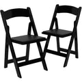 2 Pack Black Wood Folding Chair with Vinyl Padded Seat W900