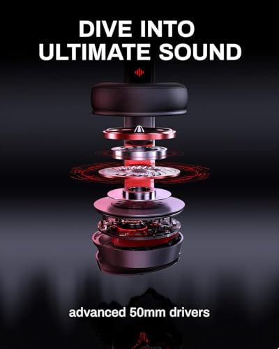 Black Wireless Gaming Headset with 2.4GHz Bluetooth 5.3, 100Hrs Battery, Noise Canceling Mic, 50mm Drivers B371