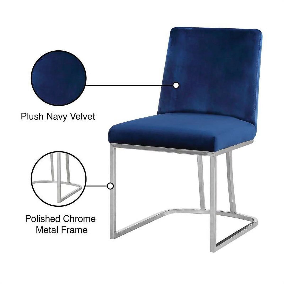 Navy Velvet Dining Chair Set of 2 A836880