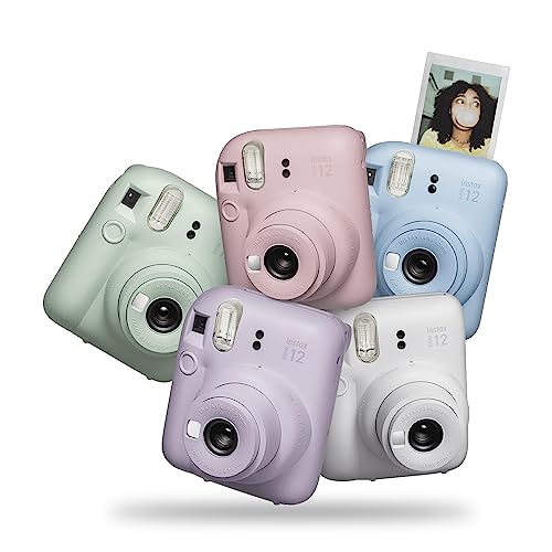 Instax Mini 12 Instant Camera with Accessory Bundle, Custom Case, 50 Sheets Film, Clay White Photo Album H58415