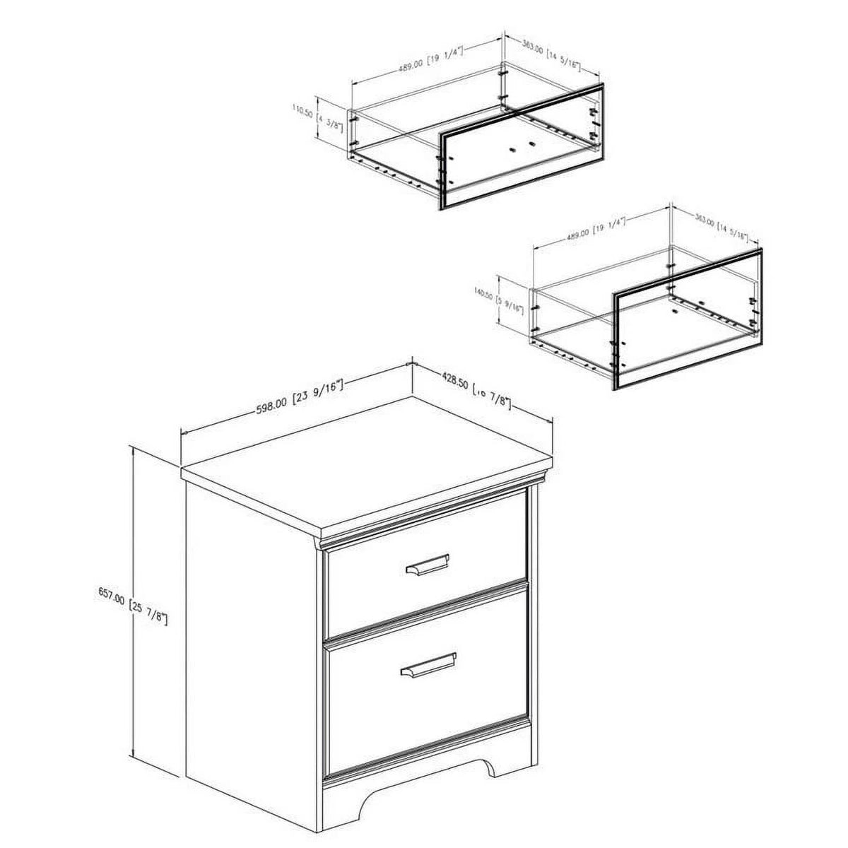 3 Piece Bedroom Set with Dresser and 2 Nightstands in Weathered Oak E2143