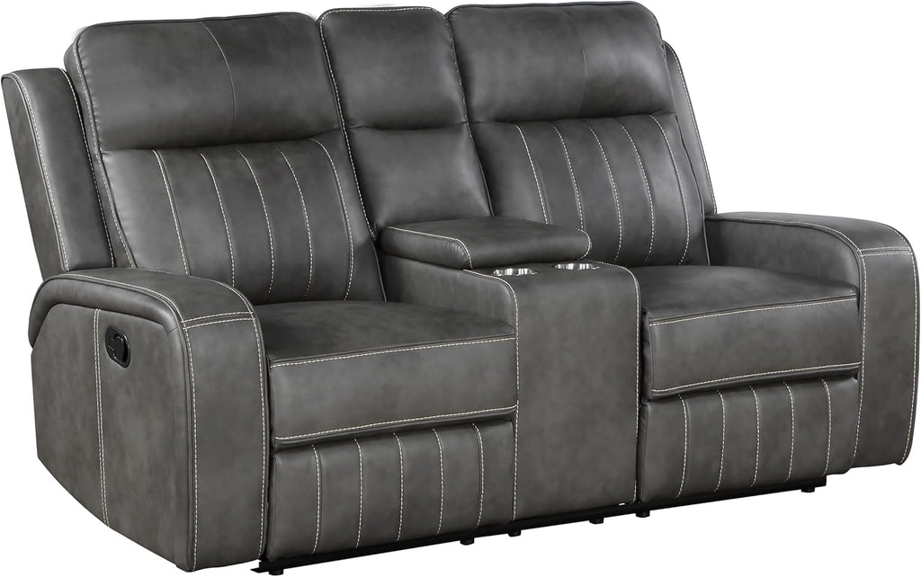 3-Piece Upholstered Motion Reclining Sofa Set Grey M2756