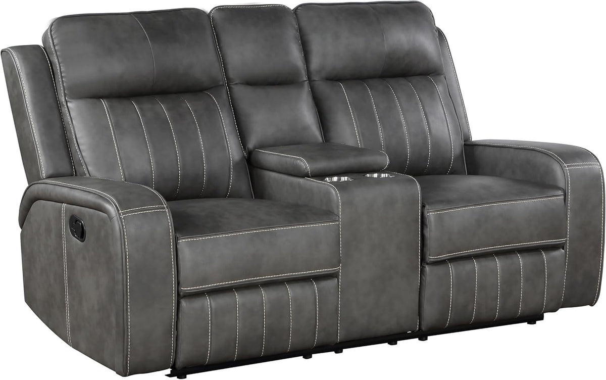 3-Piece Upholstered Motion Reclining Sofa Set Grey M2756
