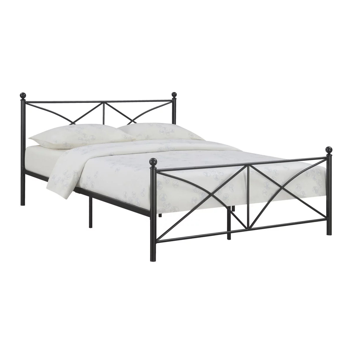 Queen Size Black Metal Bed W827