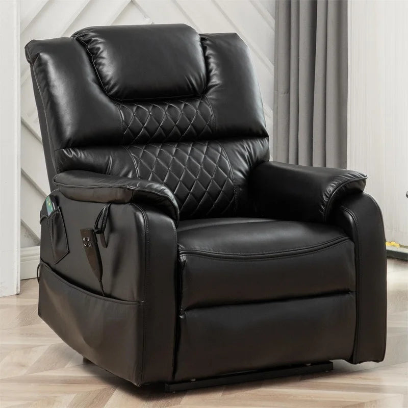 Oversized Dual Motor Lift Recliner Chair with Massage, Heating System Black F779090