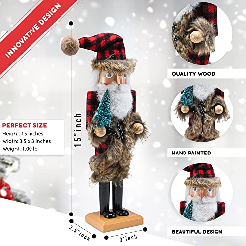 Red and Black Wooden Nutcracker Santa Claus 15" G853
