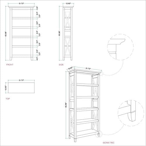 Washed Gray 5 Shelf Bookcase X994319