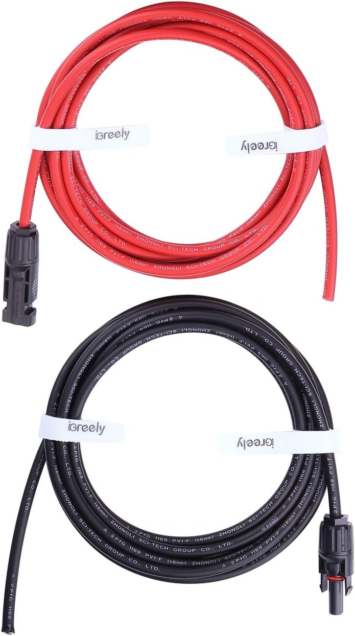50 Feet 10AWG Solar Extension Cable with Female and Male Connector Q480