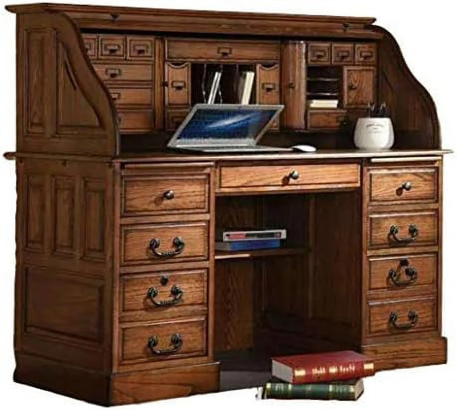 54 Inch Solid Oak Wood Rolltop Desk X749