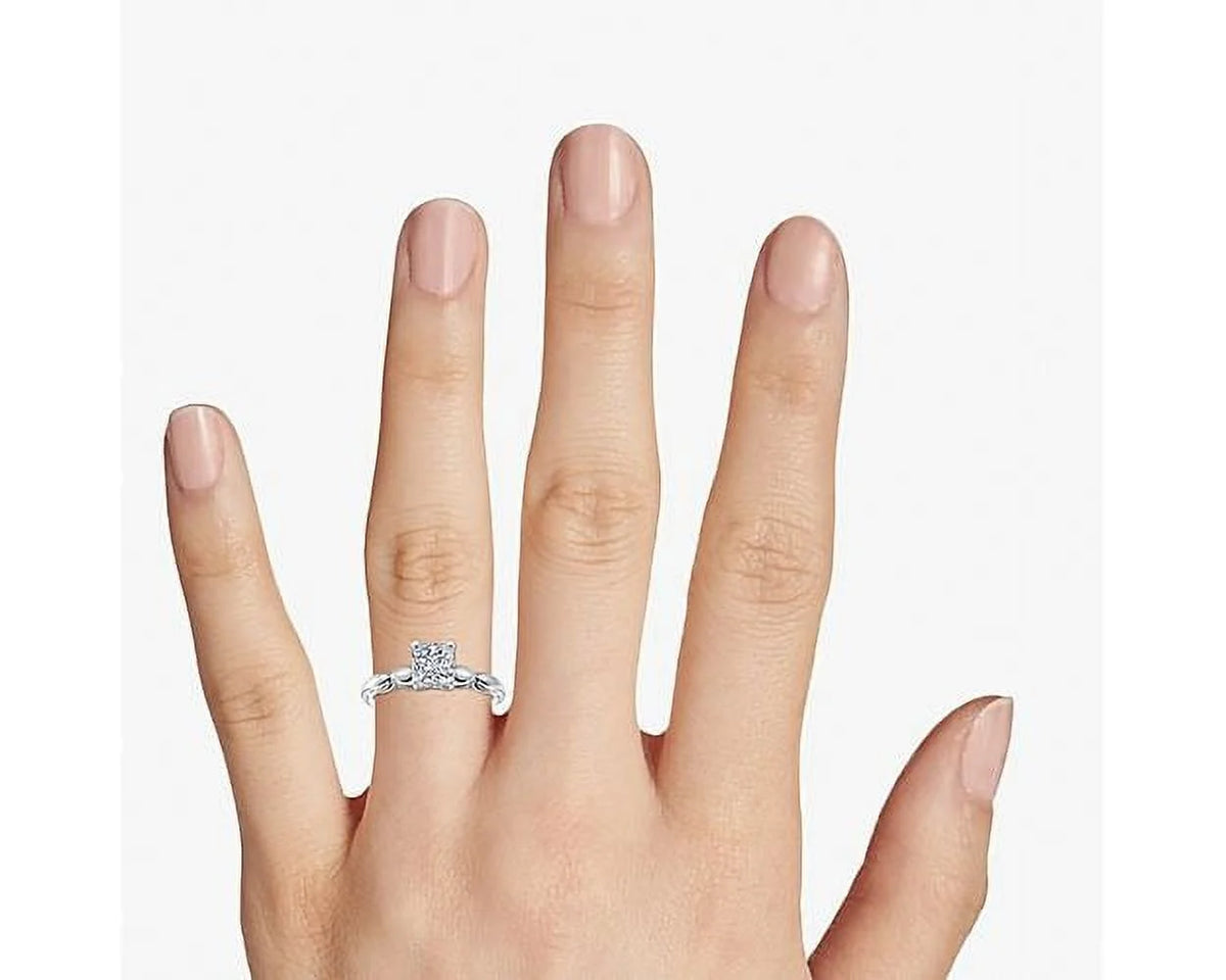 14K White Gold Solitaire Wedding Ring Y864