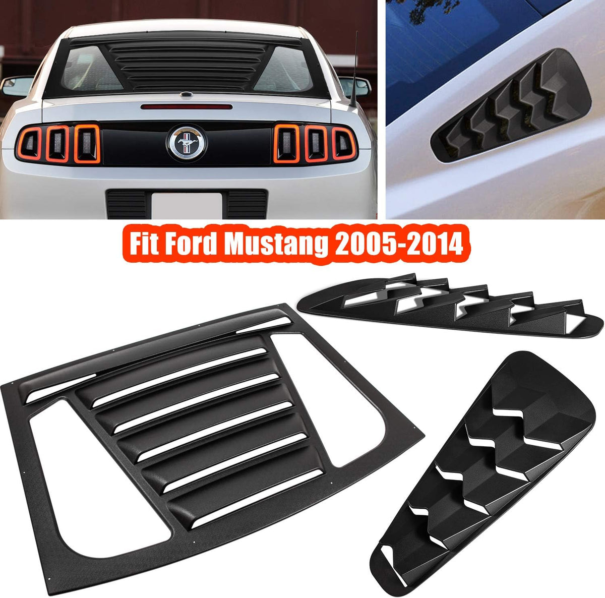 3pcs ABS Matte Black Rear & Side Window Louvers S494421