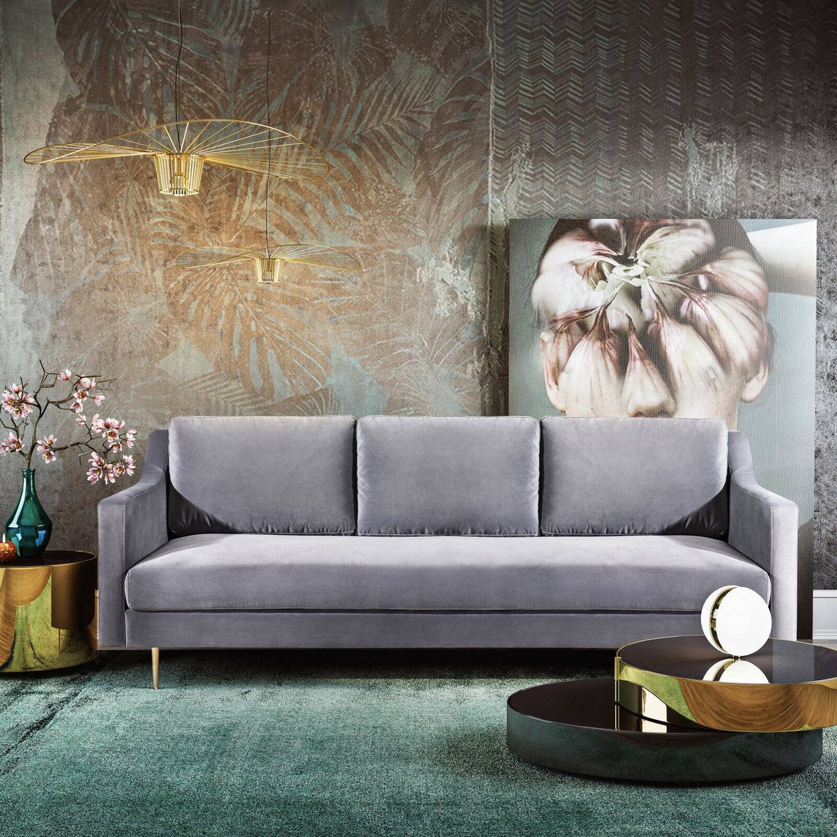 Grey Milan Velvet Sofa M748
