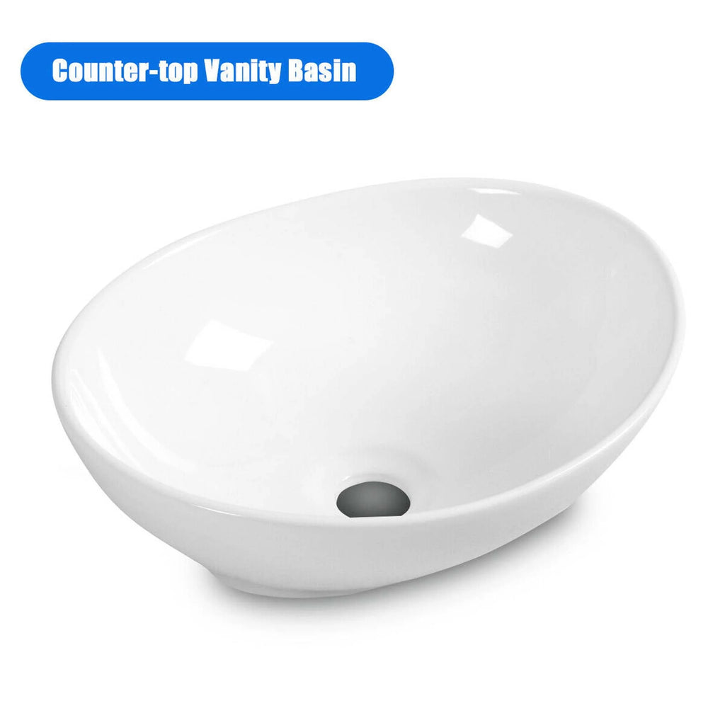 Oval Ceramic Vessel Sink with Pop Up Drain T67458