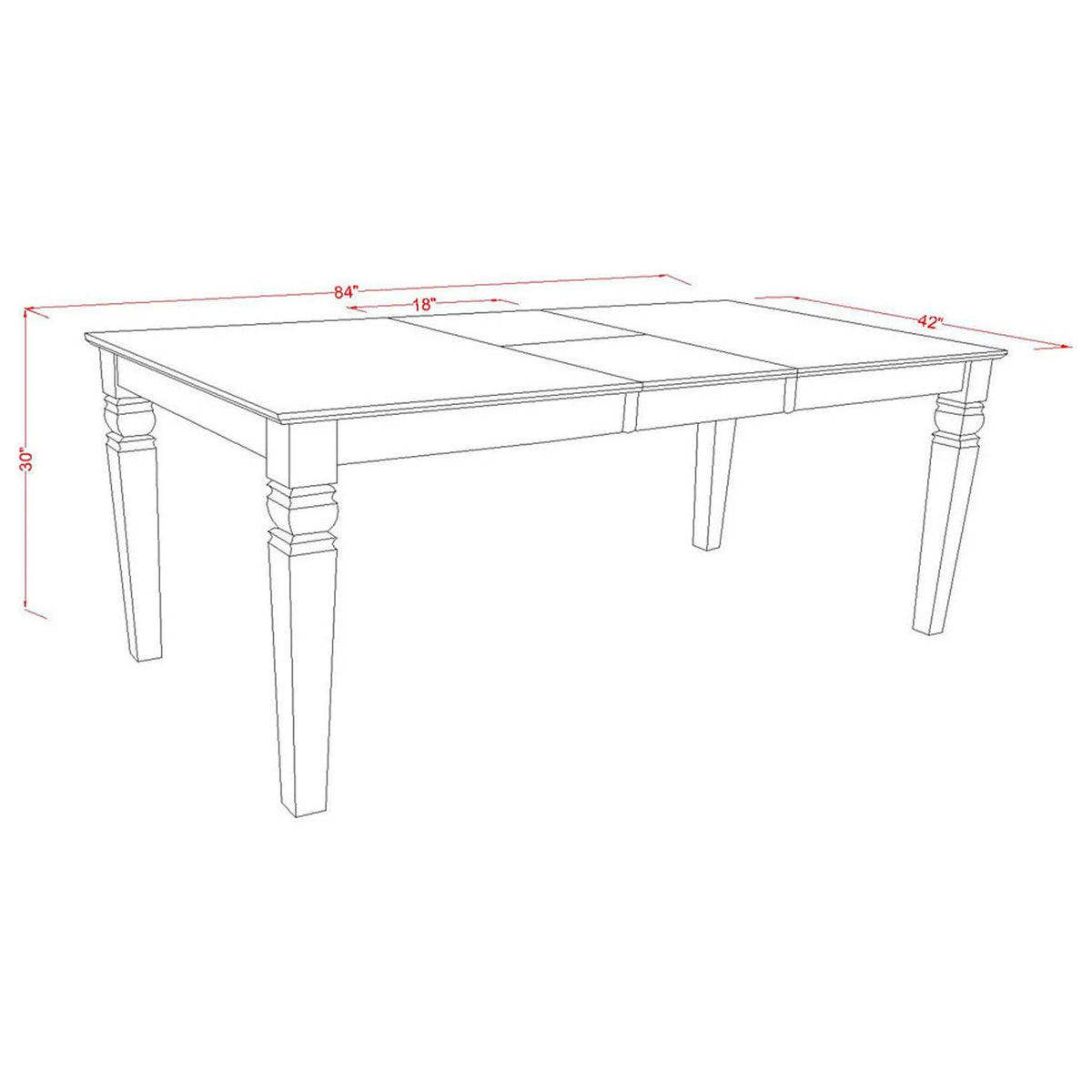 66/84 Inch 9Pc Kitchen Table with 18 In Leaf and Eight Parson Chair C870165