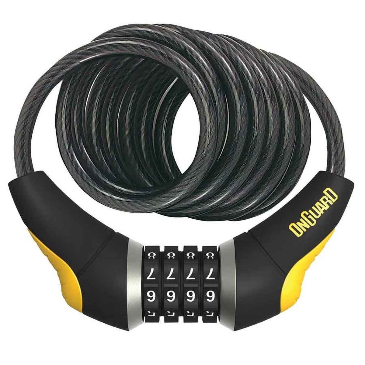 Combination Cable Lock 6' x 15mm Diameter Coiled Cable Gray Q4978