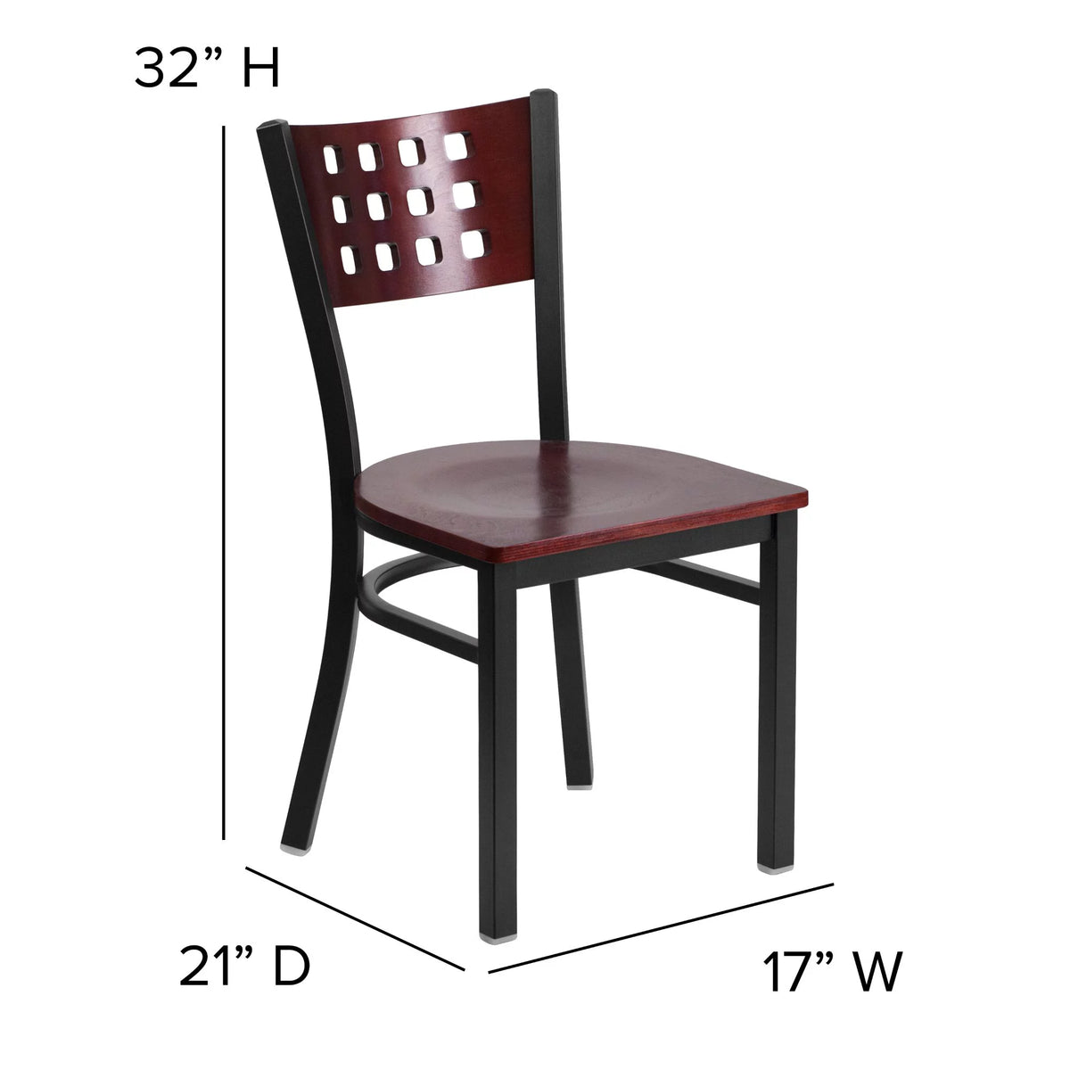 Black Cutout Back Metal Dining Chair O541