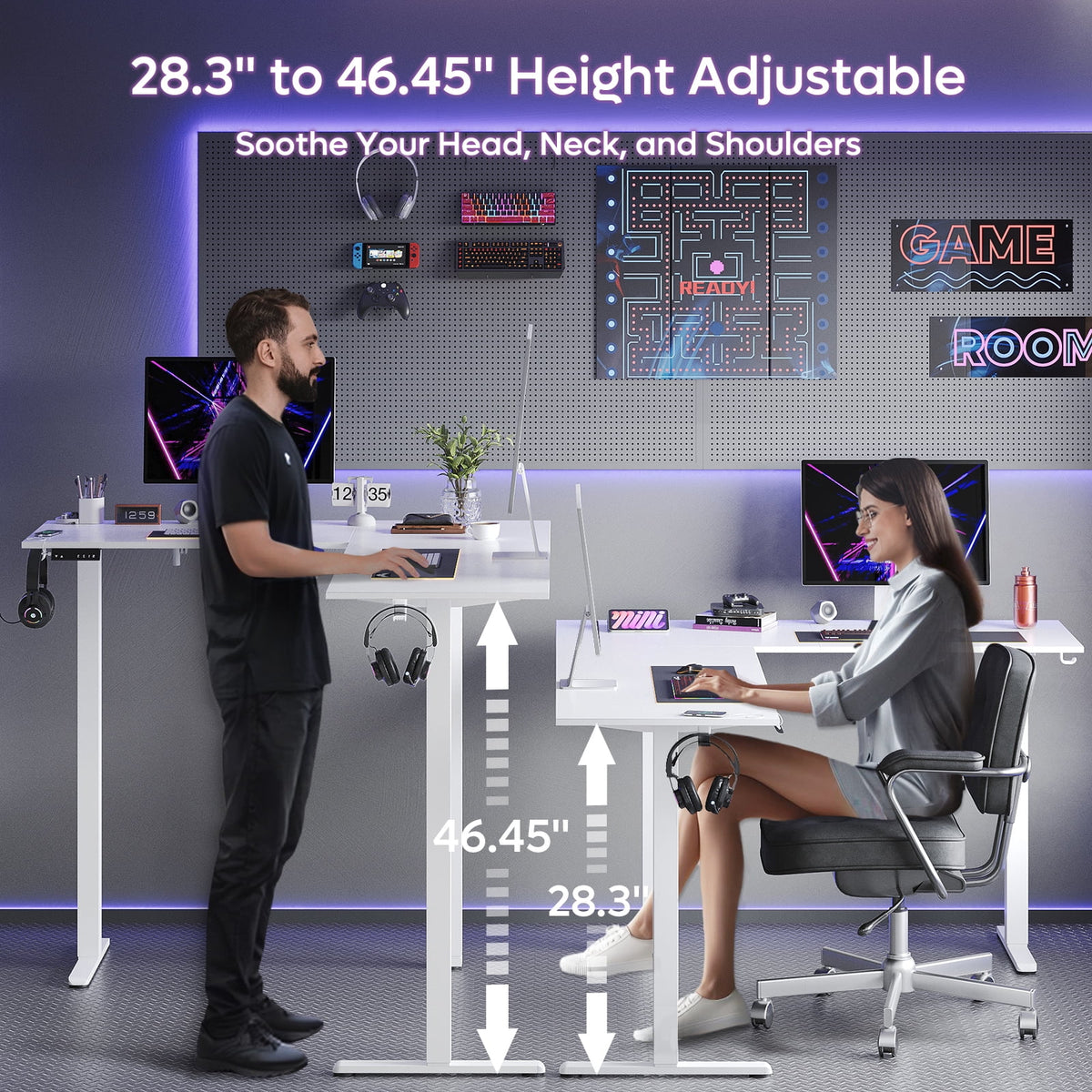 L-Shaped Electric Height Adjustable Standing Desk Y707