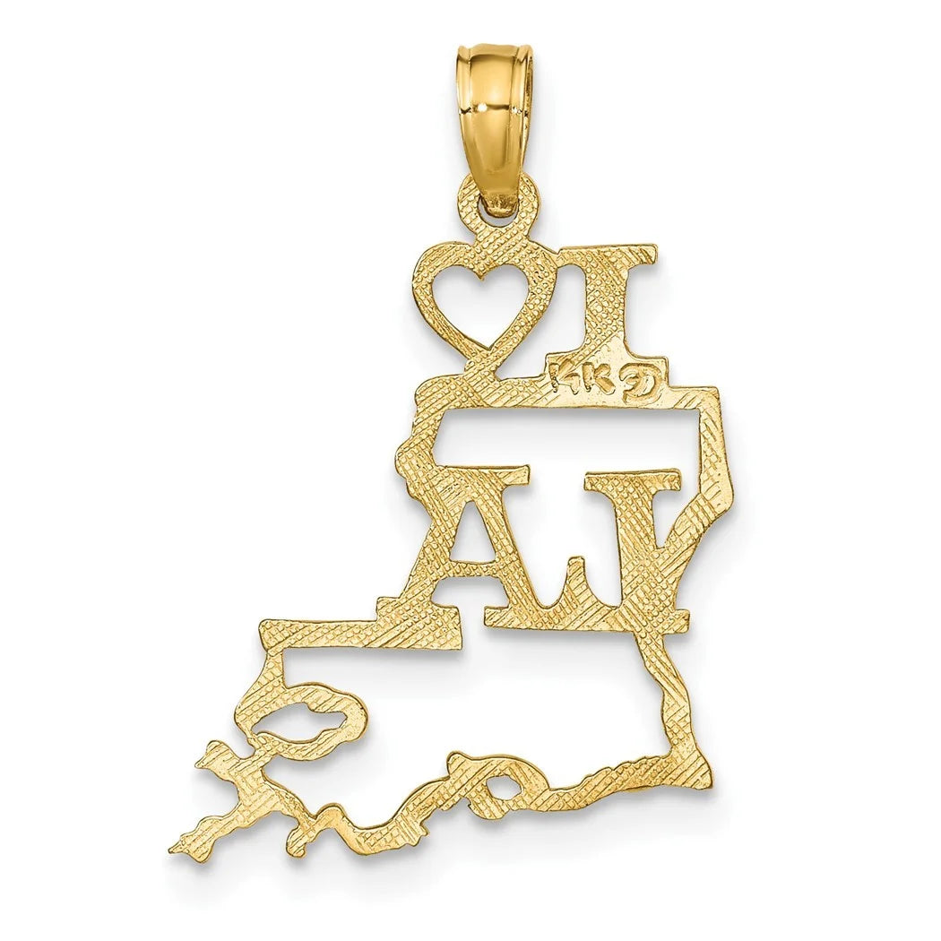 10k Gold Solid Louisiana State Pendant Necklace Jewelry .6 Grams S32947